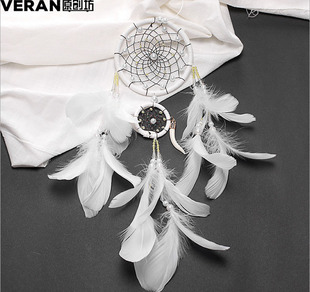 dream catcher 捕梦网手工挂饰精品捕梦网双圈白色珍珠款生日礼物