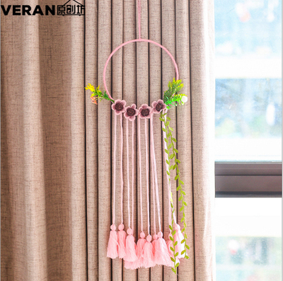 dream catcher印第安捕梦网 手工挂饰 生日礼物 粉空圈款