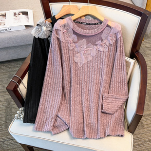 女装 显瘦风上衣打底衫 胖mm冬季 加肥加大时尚 T恤3638 新品 300斤大码