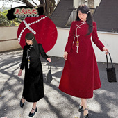 胖mm春3235新年敬酒服红色新中式 k加肥加大200斤大码 女装 连衣裙子