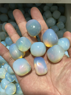 蛋白石随型颗粒欧珀石椭圆蛋形圆珠大颗粒鱼缸造景石头摆件