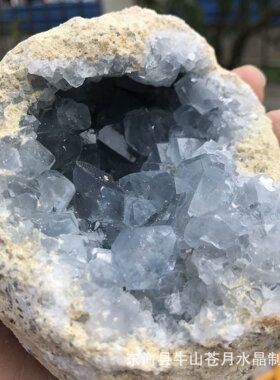 天然蓝晶洞天青石原石 蓝水晶矿标 摆件装饰大颗粒（公斤价）