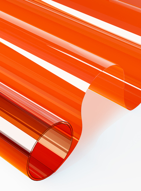 橙色橘红色彩色玻璃纸透光透明幼儿园手工改色变色炫幻彩镭射贴膜