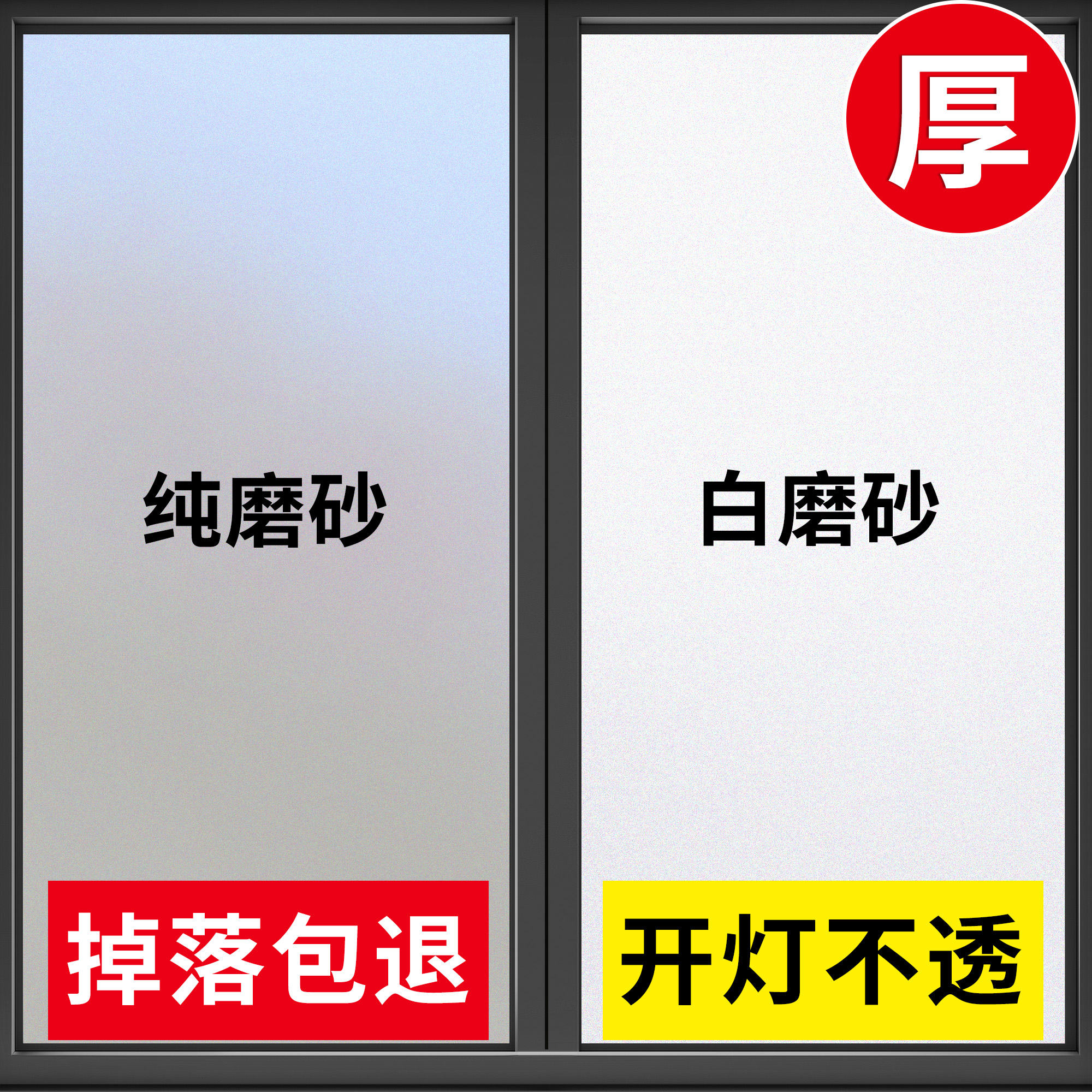 【加厚开灯不透】磨砂贴纸