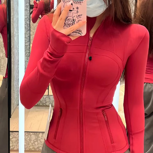 lulu同款瑜伽服外套女Defina上衣运动跑步紧身立领长袖健身服夹克