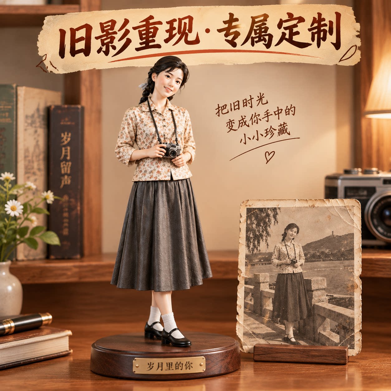 复古老照片全彩3D真人手办定制图片