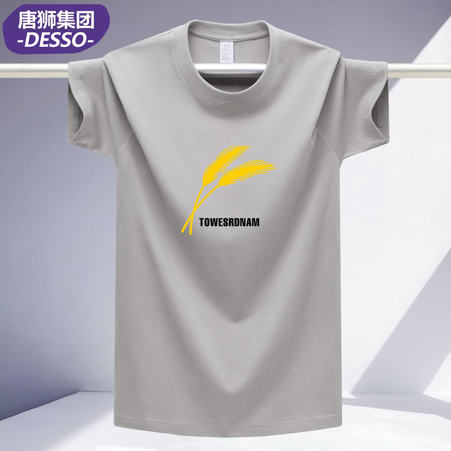 唐狮集团DESSO夏季纯棉短袖T恤男女圆领宽松印花潮牌大码休闲上衣