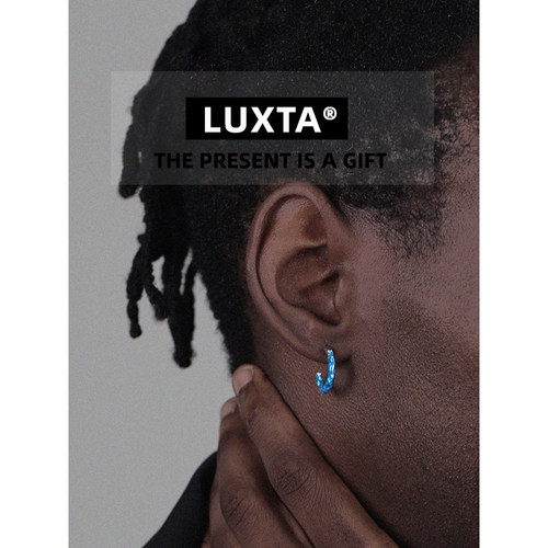LUXTA纯银蓝色耳环嘻哈男