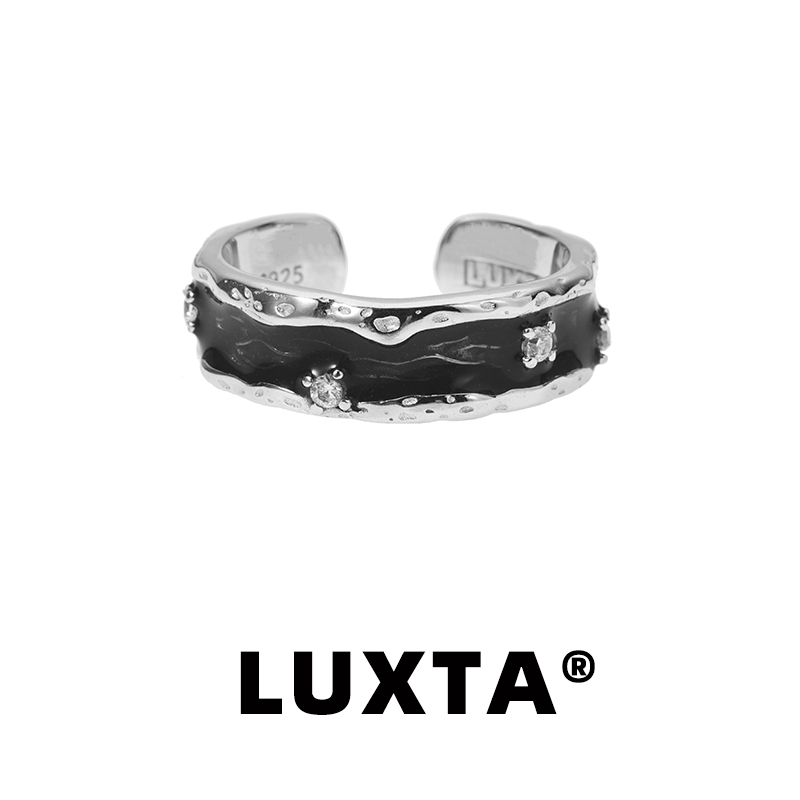 LUXTA原创纯银黑色开口戒指