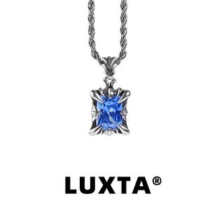 LUXTA 纯银蓝宝石吊坠 嘻哈男做旧分高级感项链个性欧美女同款潮
