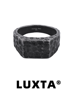 钛钢锤纹方形指戒不掉色