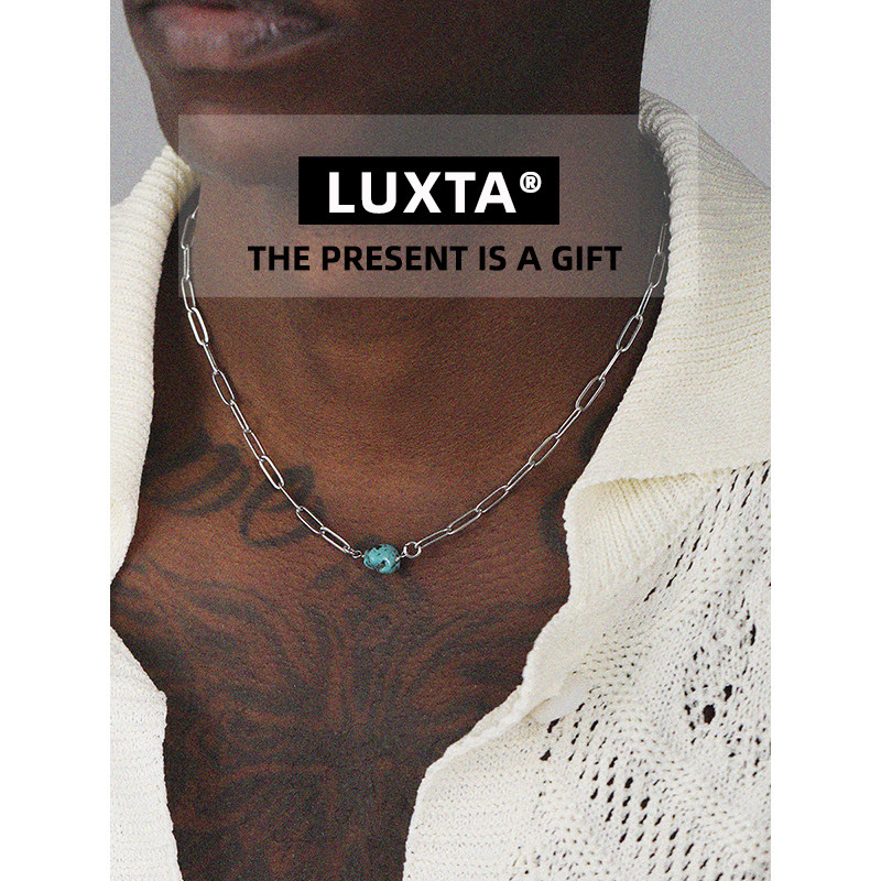 LUXTA原创 绿松石项链嘻哈男 高级感锁骨链民族不掉色时尚女同款