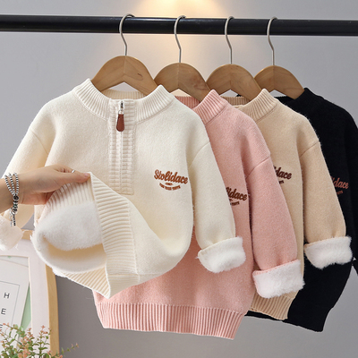 男女童一体绒加厚保暖毛衣不起球