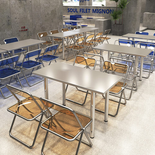 不锈钢桌椅工业风折叠桌椅网红商用奶茶店餐饮快餐店烤肉店餐桌椅