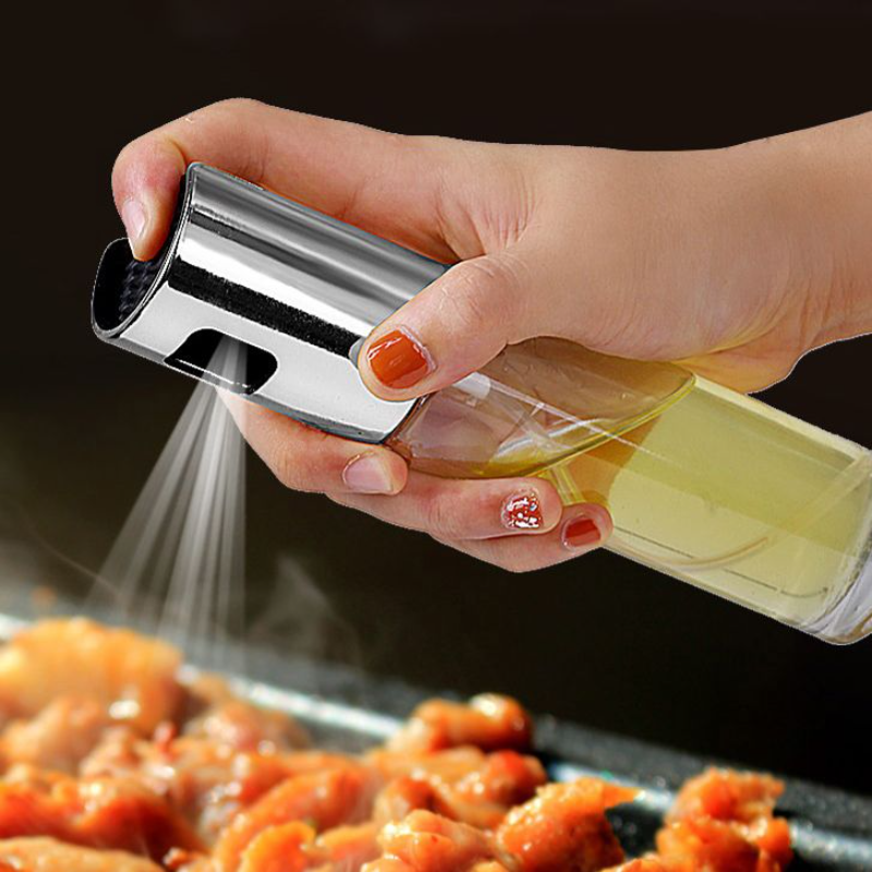 厨房喷雾油瓶按压式喷油壶透明高硼硅玻璃装醋瓶香油瓶调料瓶喷壶