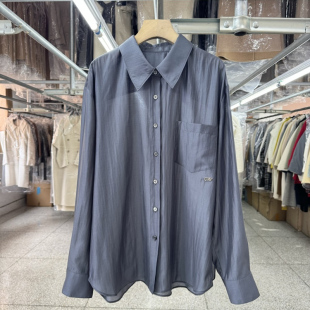 天丝衬衫女25年春夏新款宽松松弛感时尚潮流长袖吊带套装防晒外套