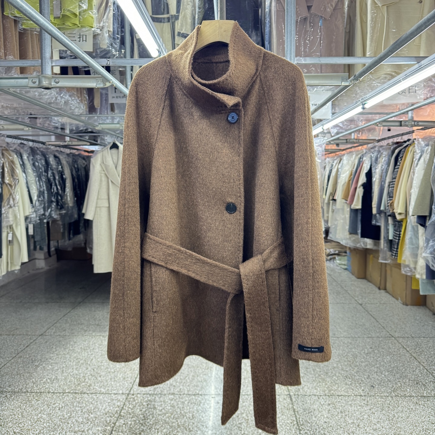 立领短款牦牛绒双面羊毛大衣女25年秋冬新款韩版时尚气质毛呢外套