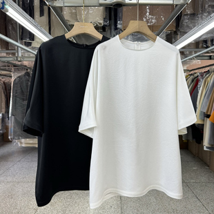 轻奢简约醋酸五分袖衬衫女2025夏季新款宽松圆领拉链套头上衣外套