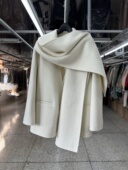 围巾双面羊毛大衣女短款 V领气质毛呢外套 时尚 2025年秋冬新款 韩版