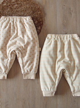 婴儿手工棉花棉裤冬季男女宝宝纯棉加厚夹棉大pp裤子开裆小童外穿