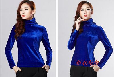 新款女士加肥加大韩版高领长袖百搭舒适T恤金丝绒打底衫量身定做
