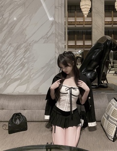 ROUGE 内搭好帮手提花面料蝴蝶结绑带束身衣抹胸 DIAMOND甜心赫本