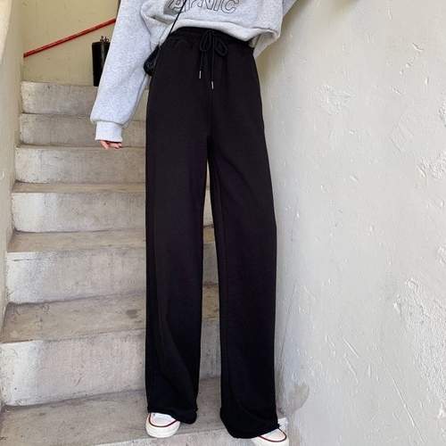 Non real time casual sports pants female students loose High Waist Wide Leg Pants versatile straight floor mops