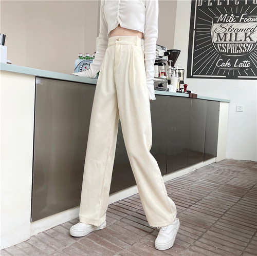 New High Waist Wide Leg Pants corduroy loose women's casual drape pants