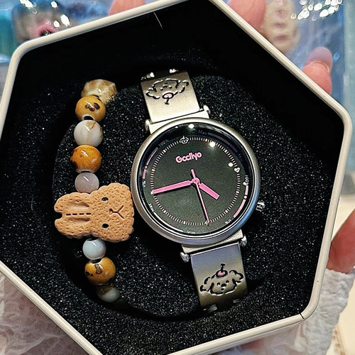 正品手表女学生2025新款轻奢小众初高中线条狗简约气质防水腕表