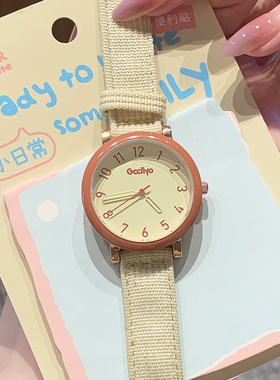 Linger手表女2025新款学生高颜值ins小众初高中帆布带女生手表