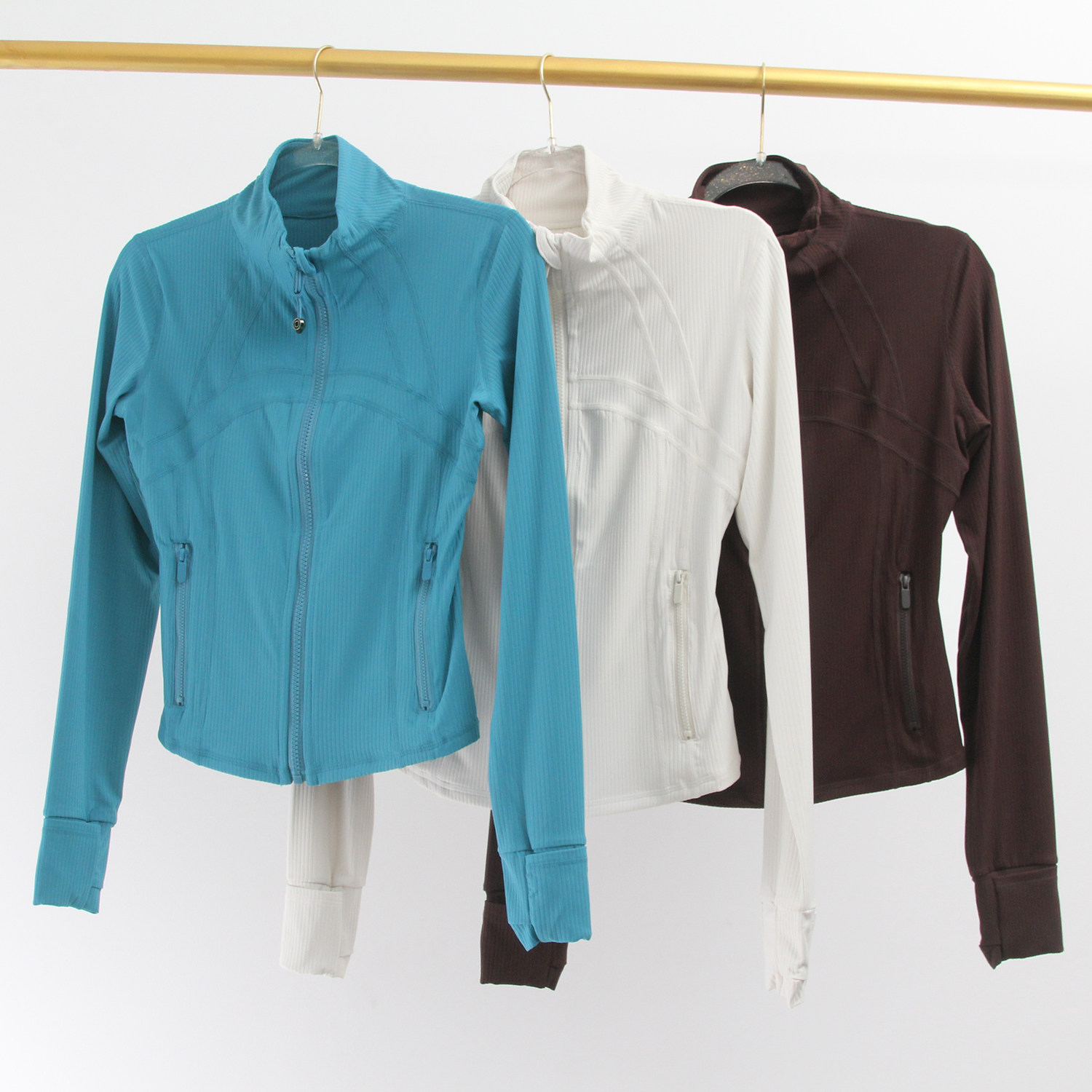 大牌同款罗纹裸感高弹立领女收腰显瘦全拉链口袋瑜伽跑步健身外套,运动服/休闲服装,运动茄克/外套,淘宝优惠券,粉丝福利购,淘宝优惠卷