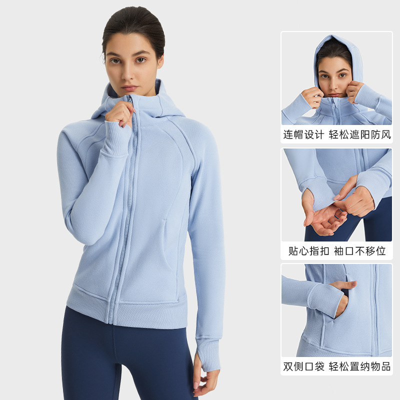 加厚加绒冬季女连帽运动外套保暖