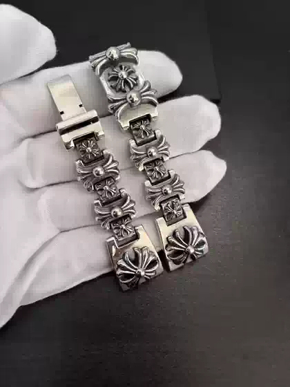 925 Silver Cross Flower Horseshoe Watch Chain Series Accessories Watch Strap Vintage Clasp Accessories Compatible with Apple