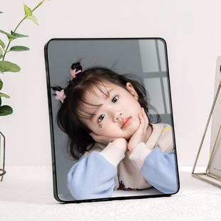 洗照片做成相框摆台铝合金宝宝儿童写真打印放大照片定制水晶相框