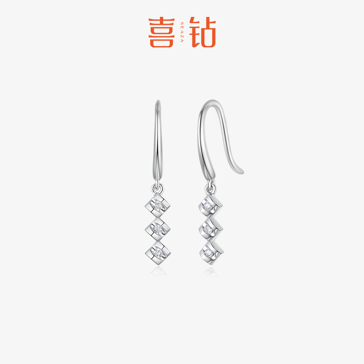 白金鉆石耳環長款靈動法式氣質