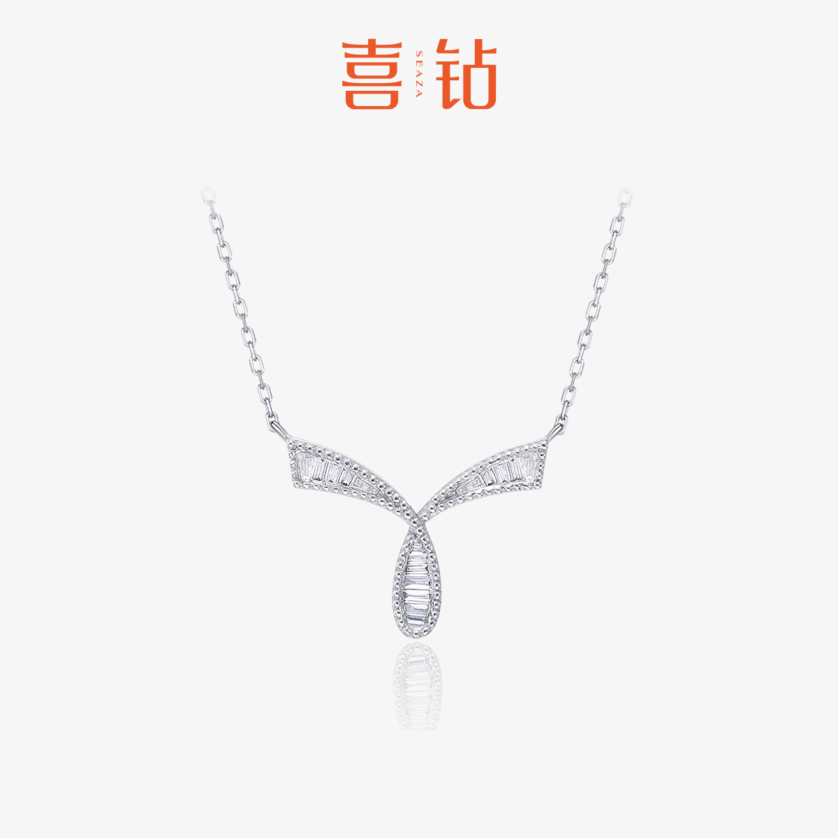 鉑金鉆石項鏈女時尚正品優雅絲帶