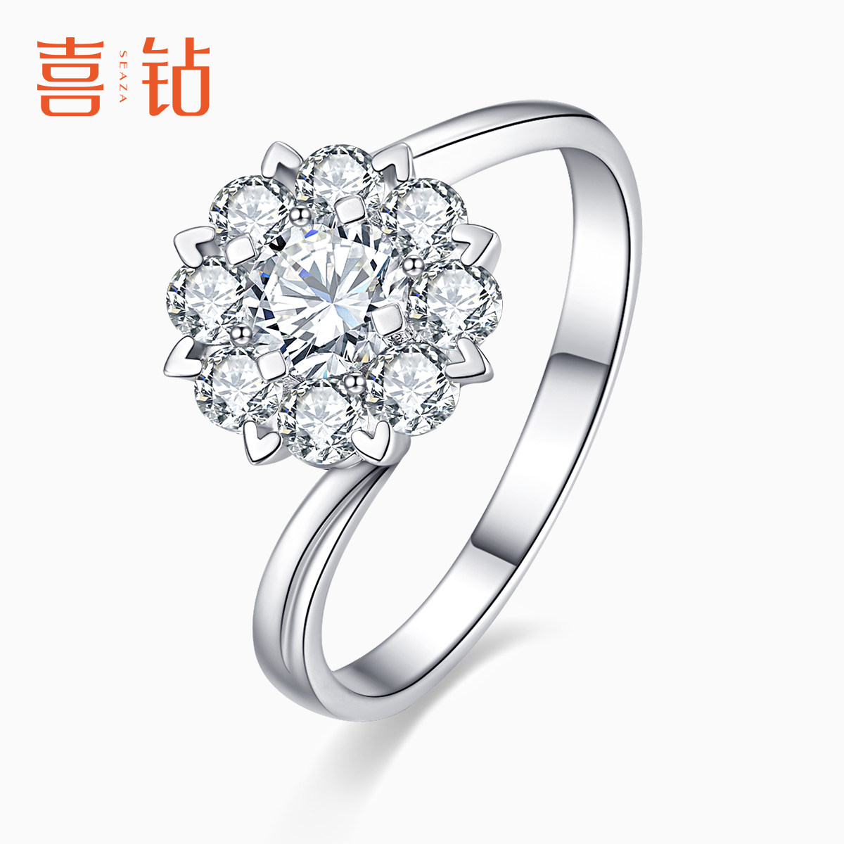 喜钻18K金钻石戒指女群镶扭臂女人花经典钻戒求婚结婚克拉效果怎么样,好用不?