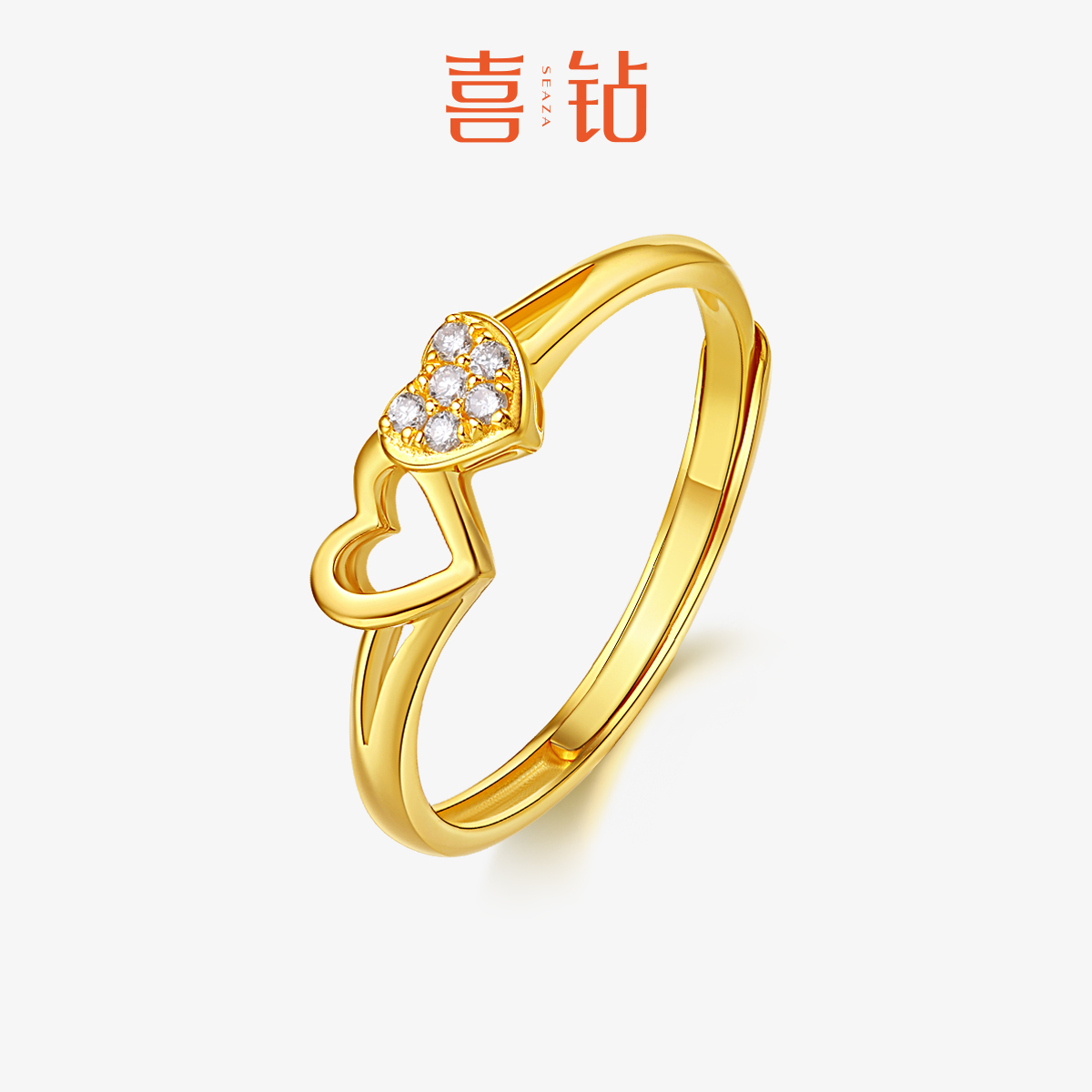 喜钻初心女戒5G黄金镶钻戒指