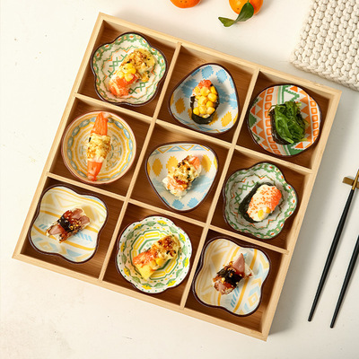 九宫格竹木托 托盘餐具火锅格子配菜拼盘餐盘水果盘子茶点零食干