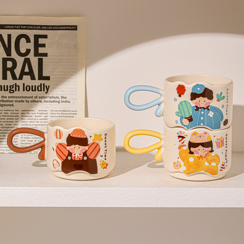 一家三四口马克杯陶瓷亲子水杯子