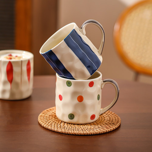 复古陶瓷马克杯釉下彩喝水杯子