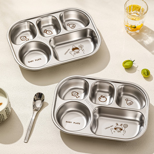 兒童分格餐盤食品級316L不銹鋼嬰兒寶寶餐具飯盒幼兒園打飯分餐盤