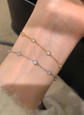 爆款闪钻泡泡手链女ins轻奢小众感极简风叠戴锆石珠珠手饰