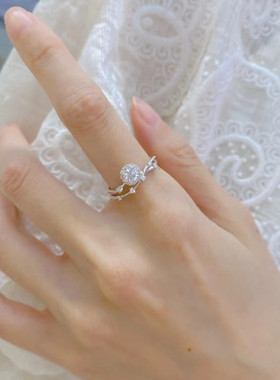 灿若星辰戒指女一克拉锆石开口指环时尚清新求婚戒仿莫桑石钻戒