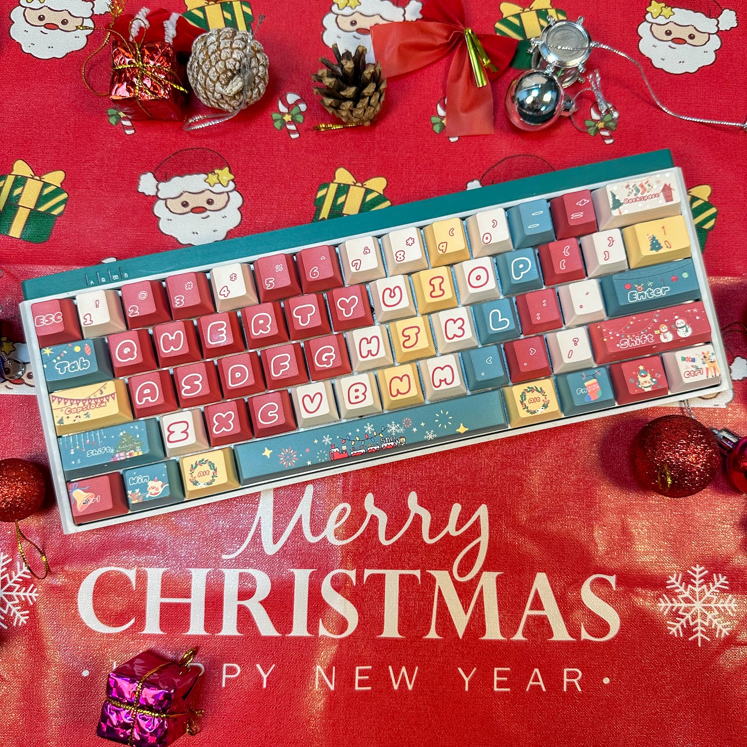 新款圣诞键帽98/75/87姜糖个性客制化可爱键帽原厂高度原创键盘帽