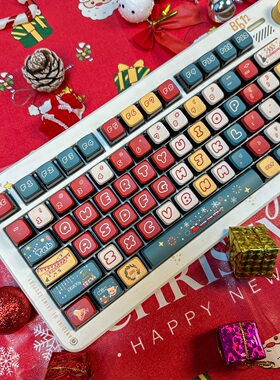 圣诞礼物主题MDA高度键帽机械键盘四面透光适配核动力60/68/75ATK