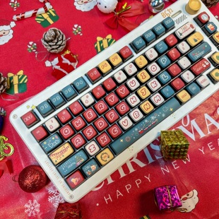 圣诞礼物主题MDA高度键帽机械键盘四面透光适配核动力60/68/75ATK
