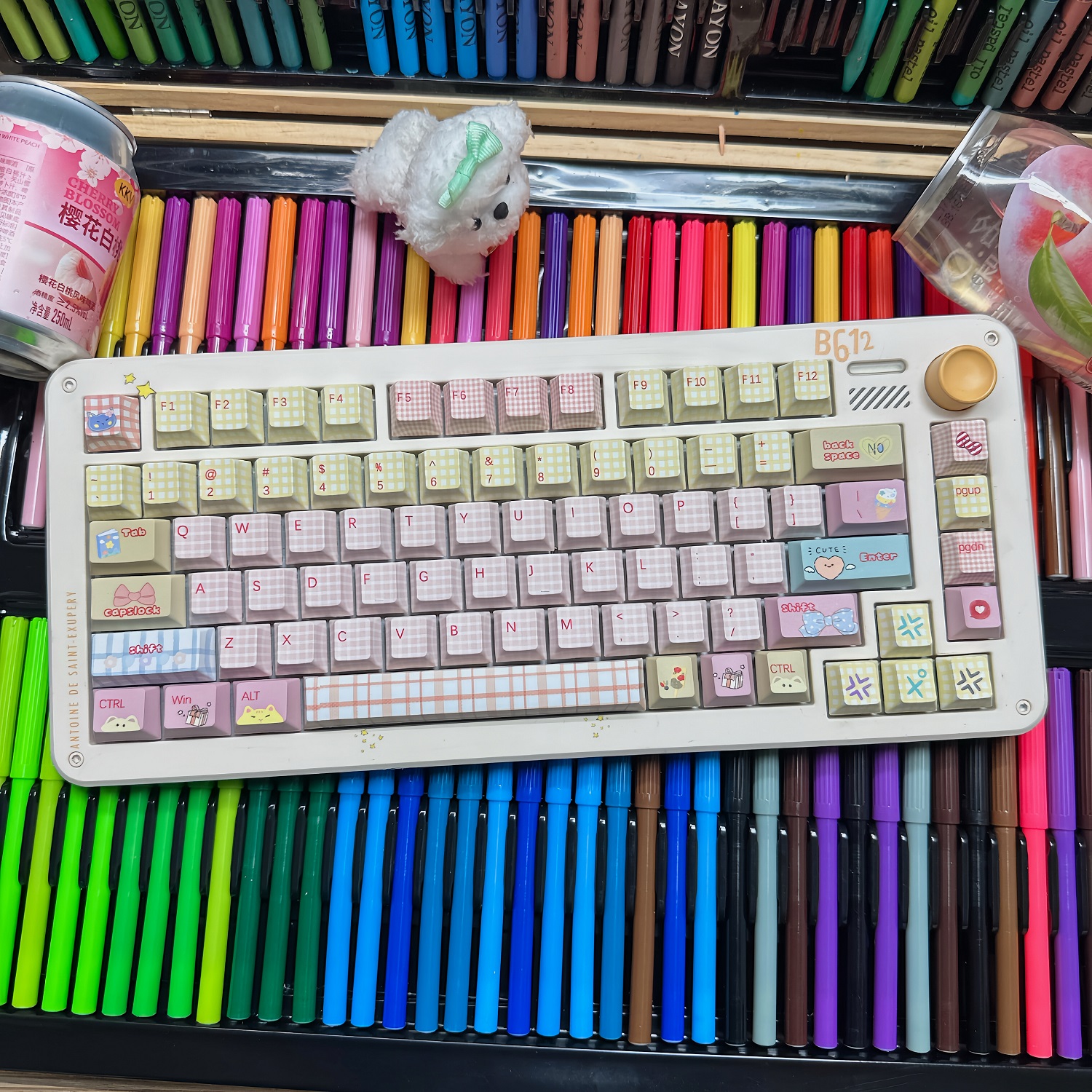 夏日手账机械键盘键帽女生PBT材质大全套热升华原厂高度迈从ace68