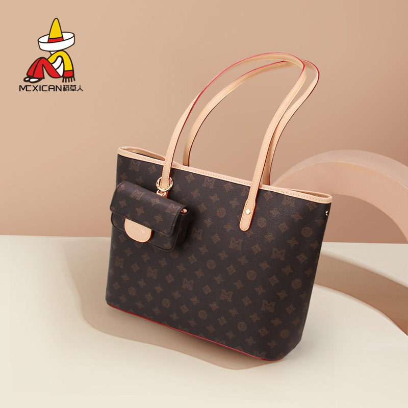 稻草人女包女士包包2026新款单肩托特包大容量高级感印花通勤大包