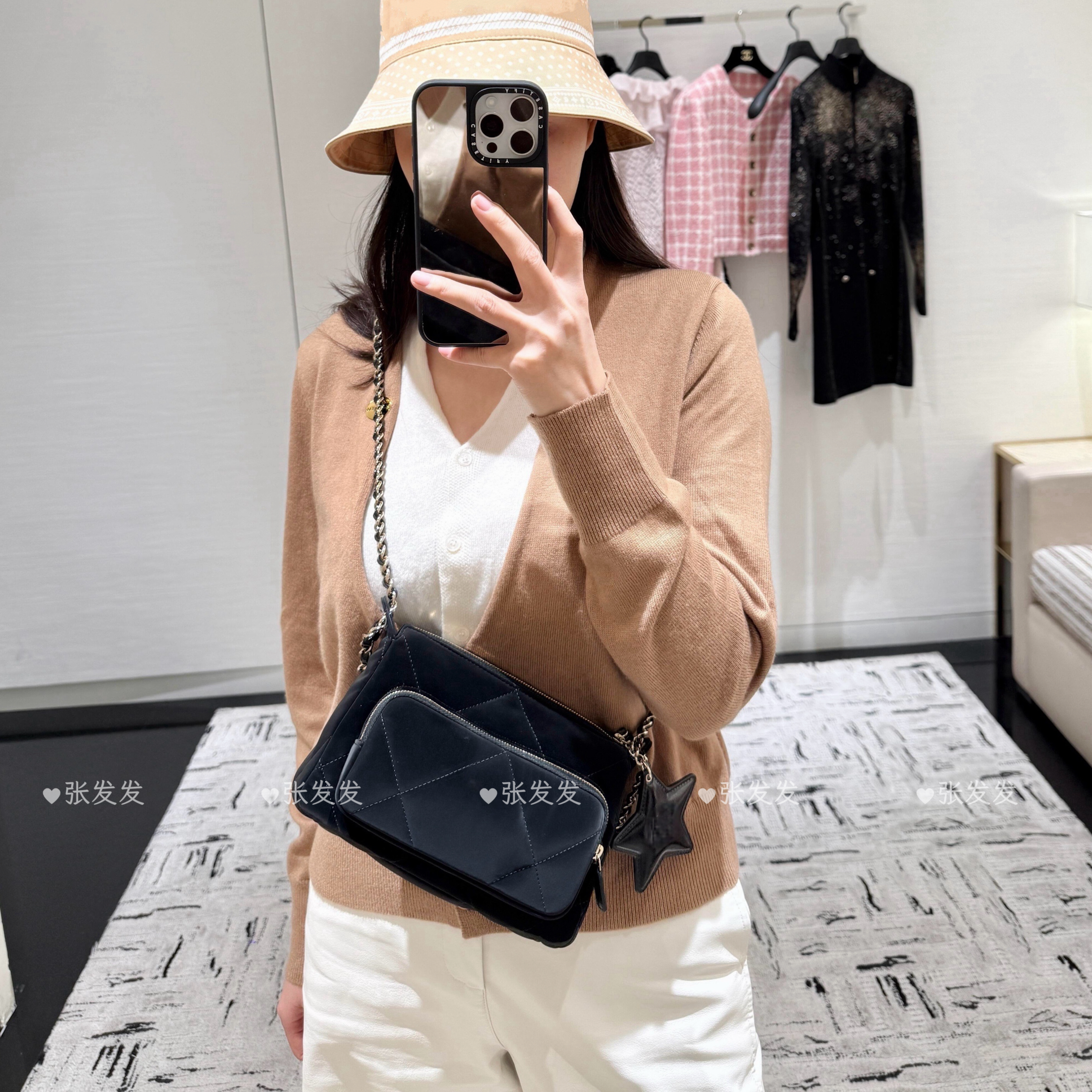 张发发 25N秋新款滑雪系列相机包单肩链条包月亮包马鞍包hobo